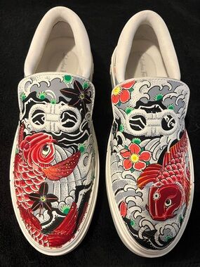 Salvatore Ferragamo/Damien Bart Custom Hand Painted Koi fish Sneakers 1/1 Sz 11